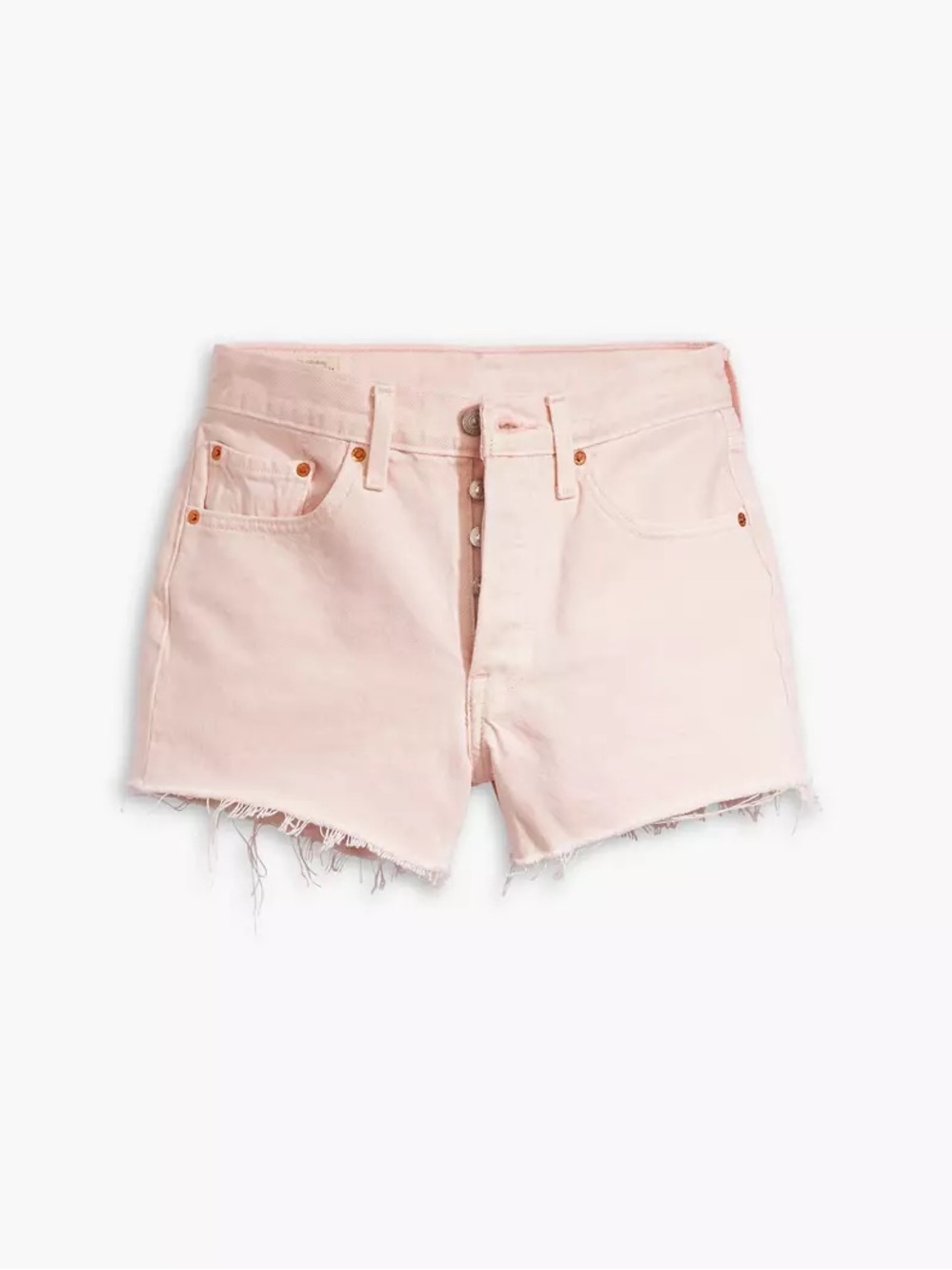 Levi's 501 Light Pink Denim Shorts with Classic Leather Patch